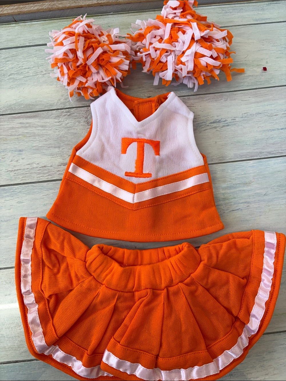 Orange & White 18” DOLL Set with Pom-Poms